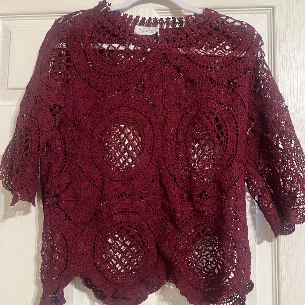Chic Burgundy Lace Blouse , elegant and stylish